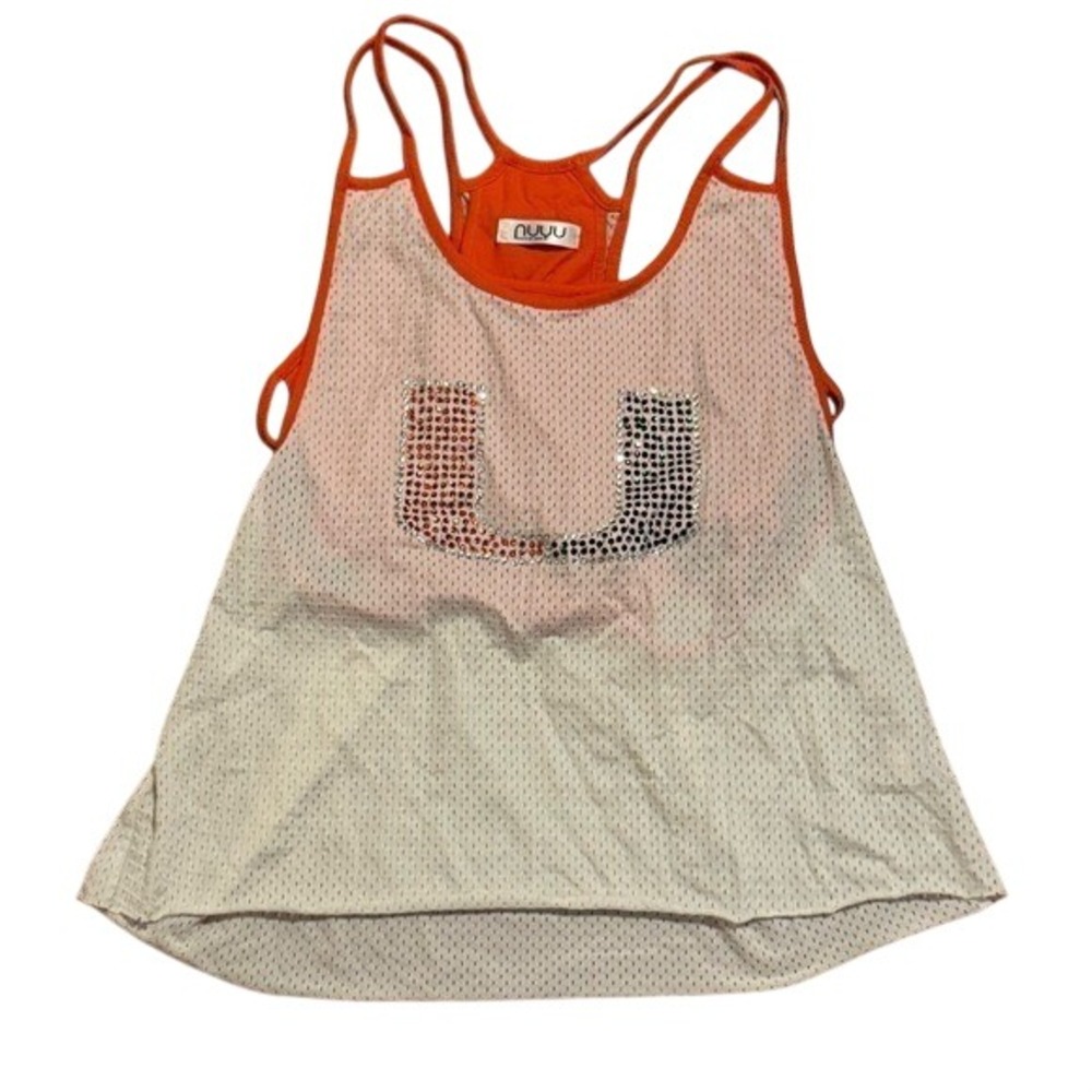 Miami‎ Nuyu Orange and White Mesh Tank Top Size M NWOT
